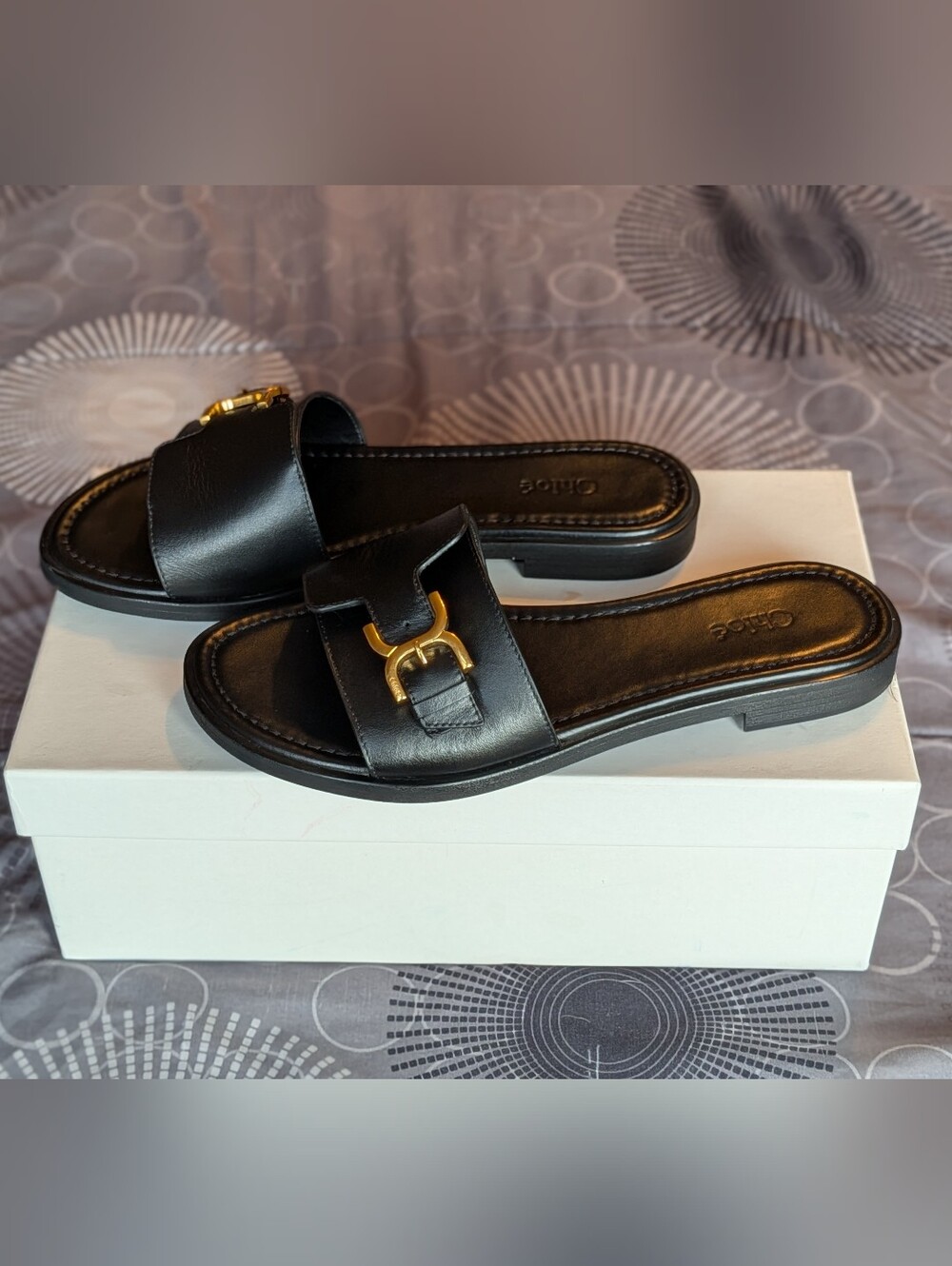 Chloé Marcie Leather Slides Black 39